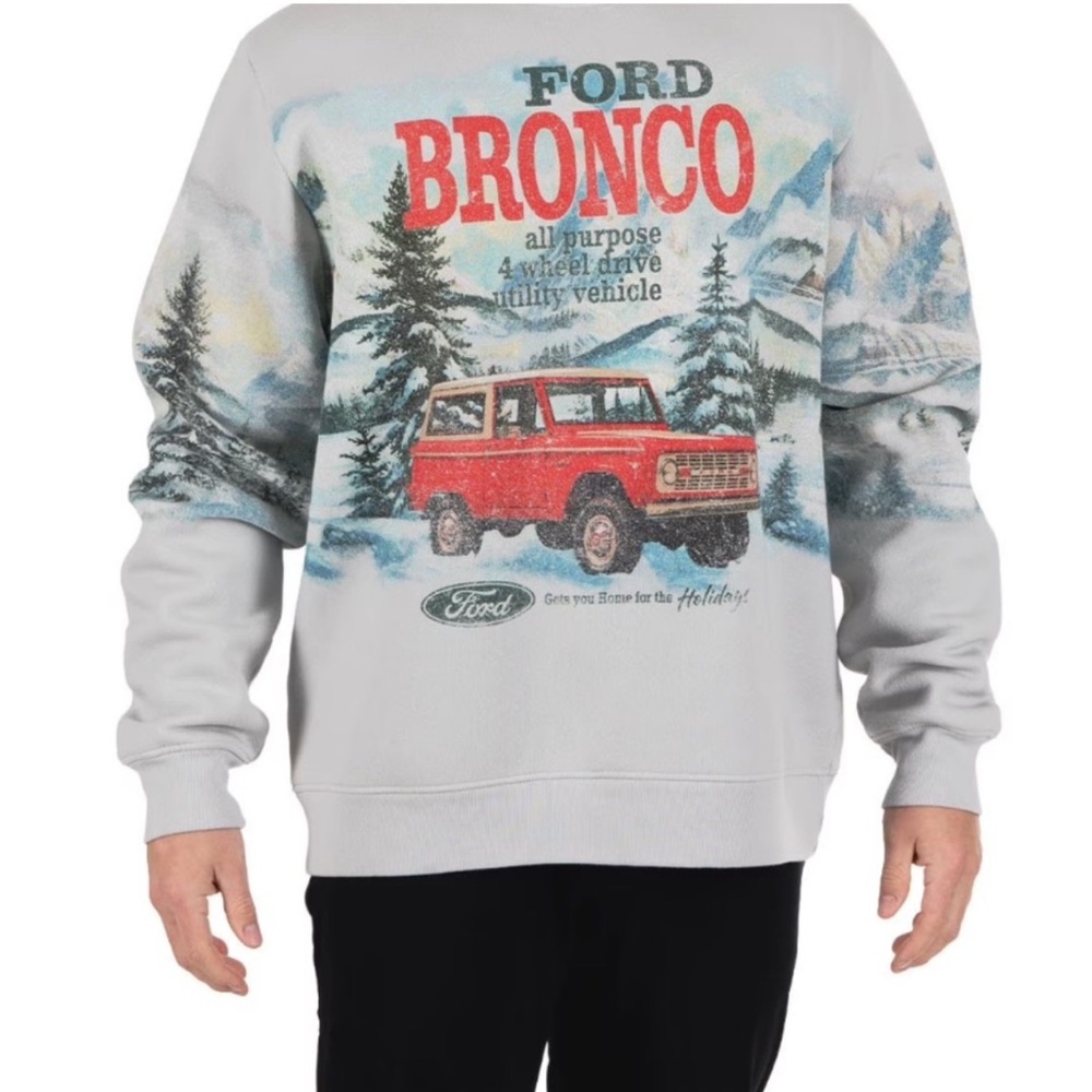 Ford Bronco Sweatshirt Mens Gets You Home For The Holiday Christmas Crewneck XL